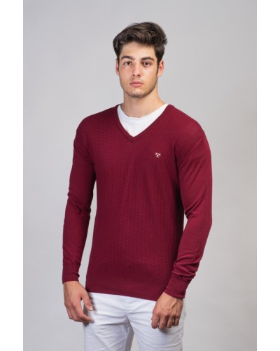 Jersei pic bordeus màniga llarga home llana merino | Roba per a home | STJOR