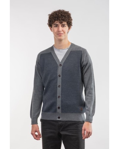 Càrdigan de punt home blau marí llana merino | STJOR