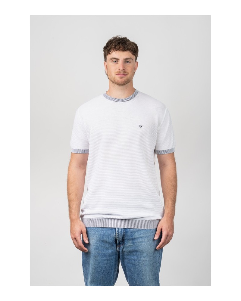 Camiseta Microstripe ST3673 Blanca Home | STJOR