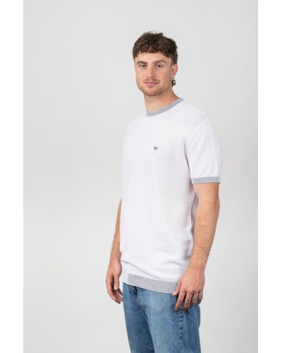 Camiseta Microstripe ST3673 Blanca Home | STJOR