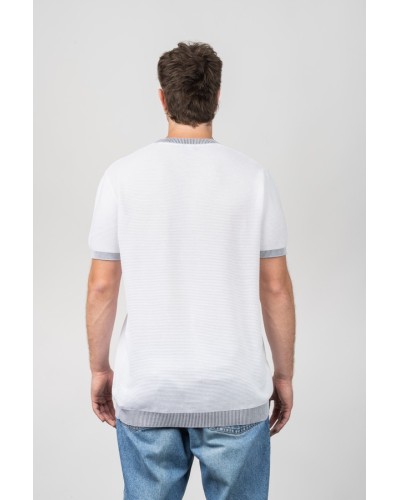 Camiseta Microstripe ST3673 Blanca Home | STJOR