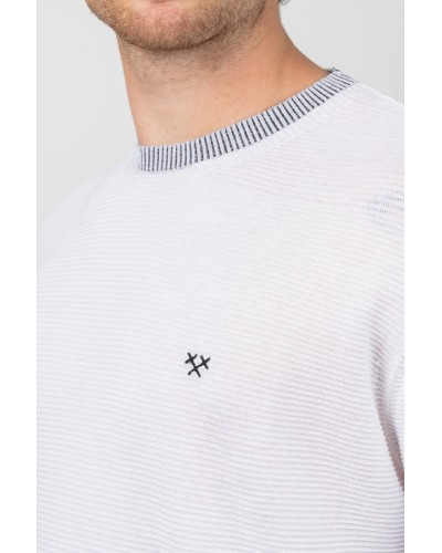 Camiseta Microstripe ST3673 Blanca Home | STJOR
