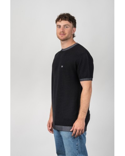 Camiseta Microstripe ST3673 Negra Home | STJOR