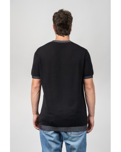 Camiseta Microstripe ST3673 Negra Home | STJOR