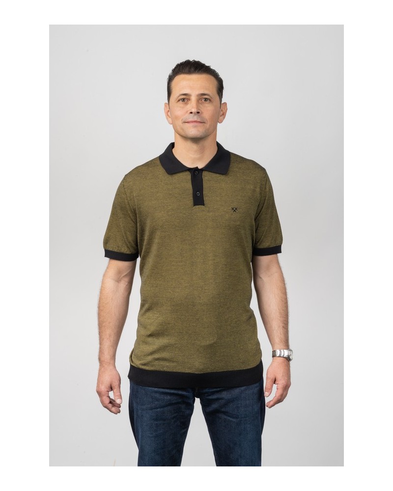 Polo cotó home Thousand Stripes Groc - Custom Fit | STJOR