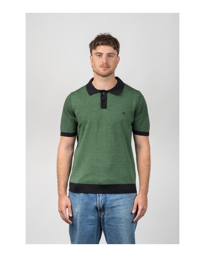 Polo cotó home Thousand Stripes Verd - Custom Fit | STJOR