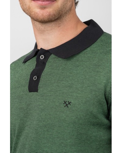 Polo cotó home Thousand Stripes Verd - Custom Fit | STJOR