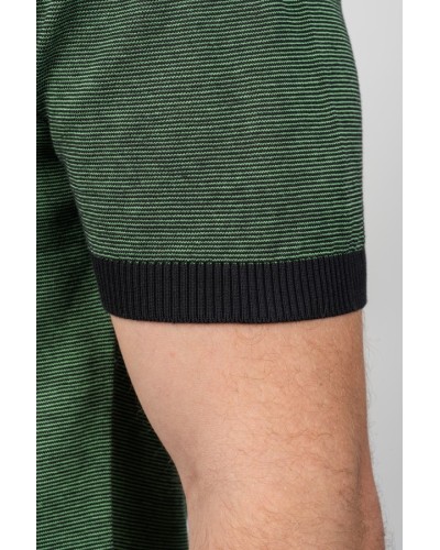 Polo cotó home Thousand Stripes Verd - Custom Fit | STJOR