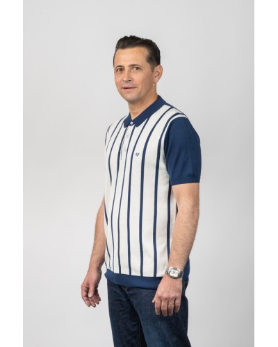 Polo Home Retro Vision Blau Marí - Òscar Dalmau | STJOR