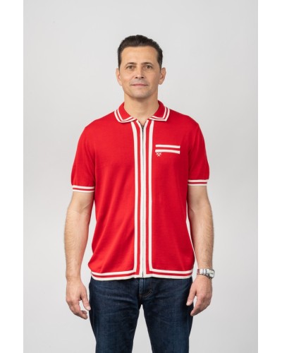 Camisa de punt Zip-Front Vermella Home - Òscar Dalmau | STJOR