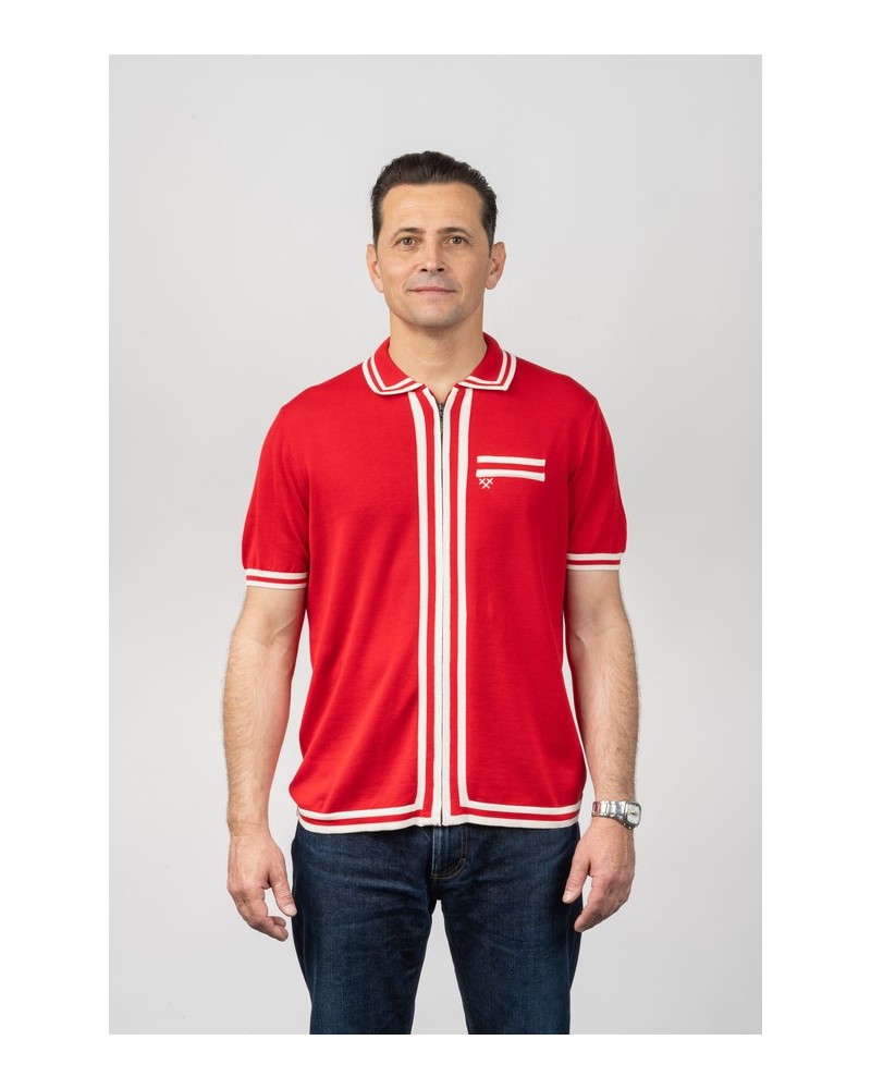 Camisa de punt Zip-Front Vermella Home - Òscar Dalmau | STJOR