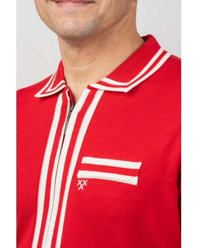 Camisa de punt Zip-Front Vermella Home - Òscar Dalmau | STJOR