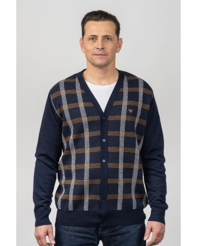 Càrdigan de Punt Home Blau Marí Quadres | Marca Roba Home STJOR