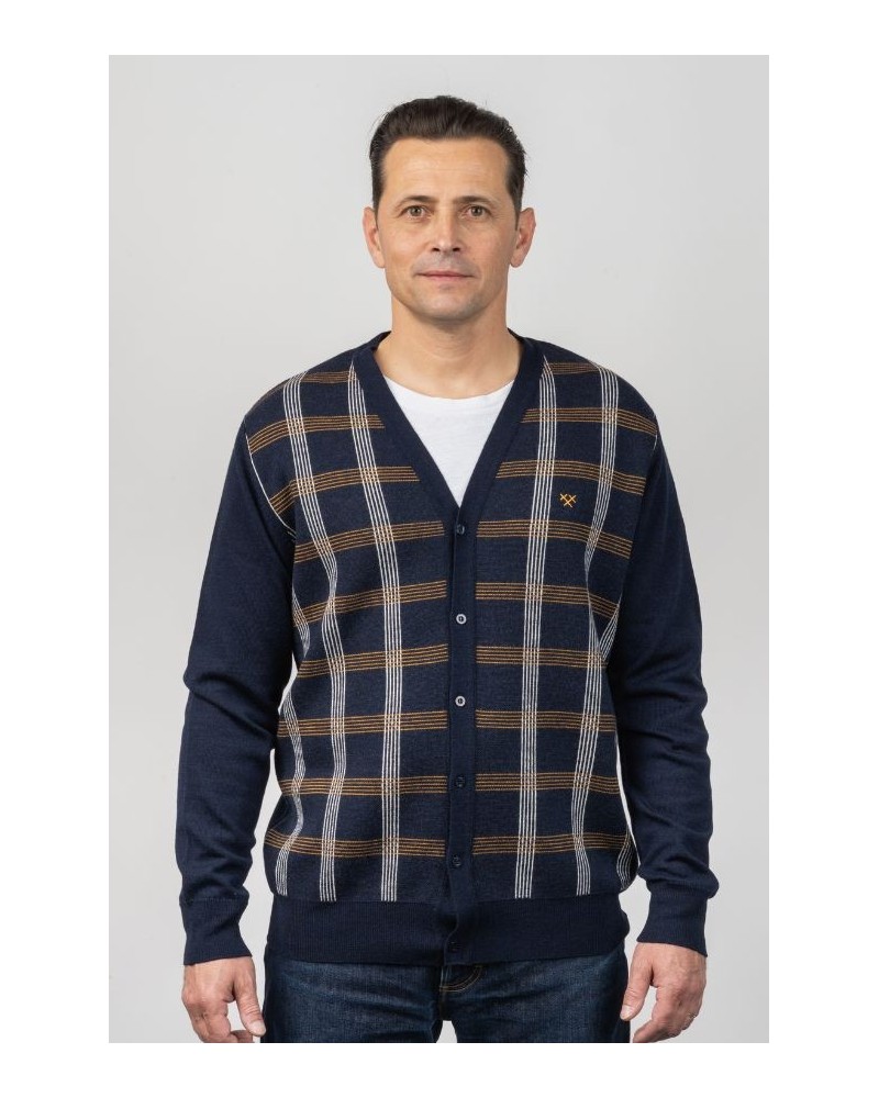 Càrdigan de Punt Home Blau Marí Quadres | Marca Roba Home STJOR