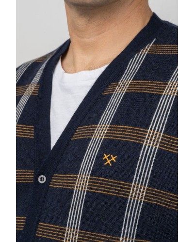 Càrdigan de Punt Home Blau Marí Quadres | Marca Roba Home STJOR