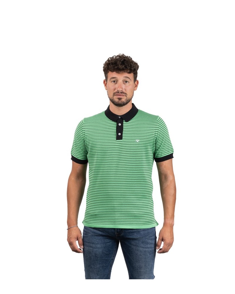 Polo verd de ratlles STJOR | Cooperativa tèxtil | Moda ètica